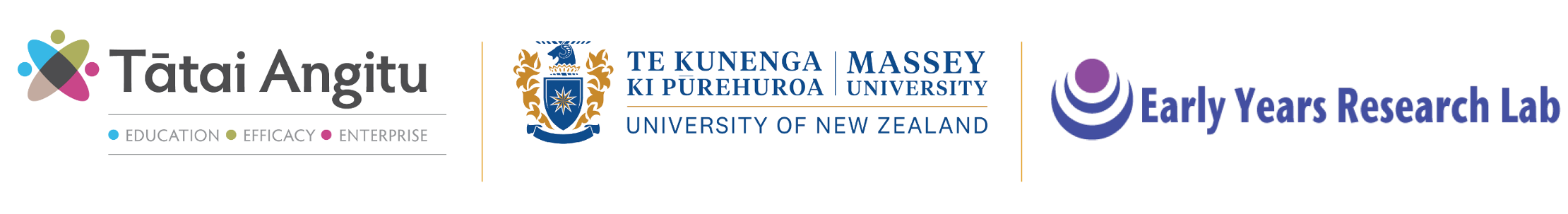 Tātai Angitu, Massey and the Early Years Learning Lab logos